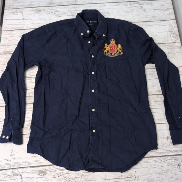 Ralph Lauren Other - Ralph Lauren Navy Blue Large Patch Button Down Shirt Size XL